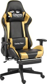 vidaXL Καρέκλα Gaming Περιστρεφόμενη με Υποπόδιο Χρυσή PVC