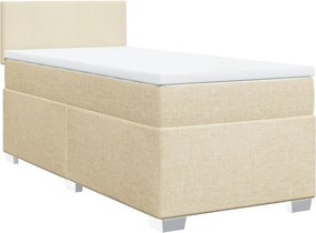 vidaXL Κρεβάτι Boxspring με Στρώμα Κρεμ 90x190 εκ.Υφασμάτινο