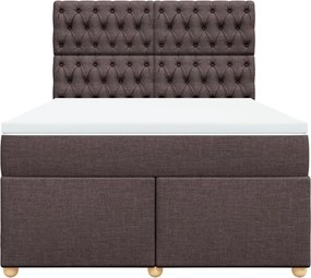vidaXL Κρεβάτι Boxspring με Στρώμα Σκούρο Καφέ 140x190 εκ. Υφασμάτινο