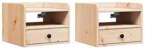 vidaXL Κομοδίνο 2 pcs Καφέ 38 x 36 x 29.5 εκ Μασίφ ξύλο πεύκου