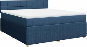 vidaXL Κρεβάτι Boxspring με Στρώμα Μπλε 180x200 εκ. Υφασμάτινο