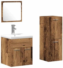 vidaXL Σειρά επίπλων μπάνιου 3 pcs Παλιό Ξύλο 41 x 38.5 x 46 cm