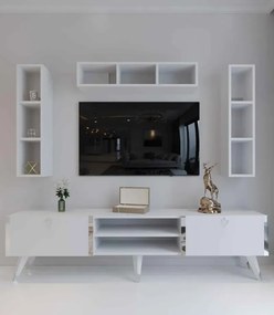 Stewehome Μοντέρνα λευκή γυαλιστερή μονάδα τηλεόρασης με αποθηκευτικό χώρο
