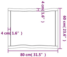 Επιφ Τραπεζιού Αν Καφέ 80x60x(2-4)εκ. Ακατέργ. Μασίφ Ξύλο Δρυός - Καφέ