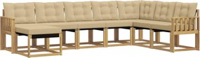 vidaXL Σειρά Καναπέ Εξωτερικού με μαξιλάρι 8 pcs Λευκό και Μπεζ