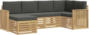 vidaXL Σειρά Καναπέ Εξωτερικού 6 pcs Άσπρο και Ανθρακί Πολυεστέρας
