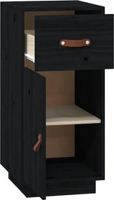vidaXL Ντουλάπι Μαύρο 34 x 40 x 75 εκ. από Μασίφ Ξύλο Πεύκου