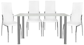 Σετ τραπεζαρίας C10062.01 5τμχ με Τραπέζι ALAN 120x70x75εκ. & Καρέκλες KIM Λευκές