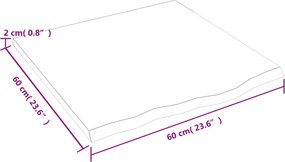 vidaXL Πάγκος Μπάνιου Αν. Καφέ 60x60x2 εκ. Επεξεργ. Μασίφ Ξύλο