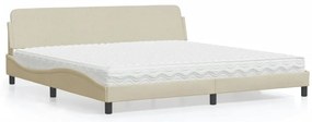 vidaXL Κρεβάτι με Στρώμα Dover Κρεμ 200x200 εκ. Υφασμάτινο