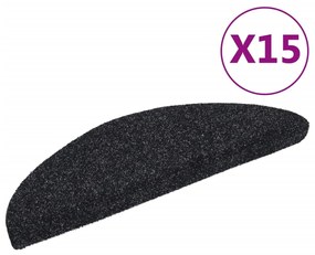 vidaXL Πατάκια Σκαλιών Αυτοκόλλητα 15 τεμ. Μαύρα Ημίκυκλα 56x17x3 εκ.