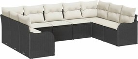 vidaXL Σετ Καναπέ Κήπου 9 pcs Μαύρο συνθετικό ρατάν