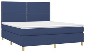 vidaXL Κρεβάτι Boxspring με Στρώμα &amp; LED Μπλε 180x200 εκ. Υφασμάτινο