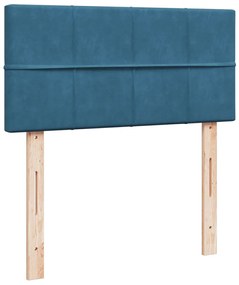 vidaXL Κρεβάτι Boxspring με Στρώμα Μπλε 90x200 εκ. Βελούδινο