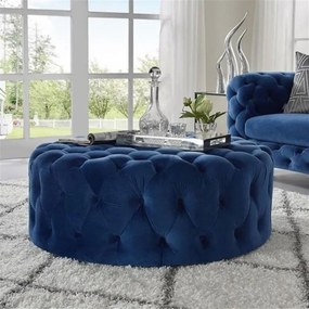 Stewehome Στρογγυλό Chester Pouf Μπλε 80x80 cm