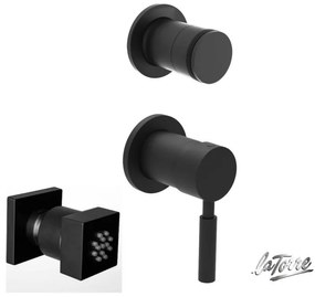 La Torre NEW TECH Black matt 12051SP-400 34374-400 Μίκτης εντοιχισμού+εκτροπέας περιστροφικός 2 εξόδων+Jet επιτοίχιο Τετράγωνο