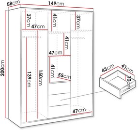 Ντουλάπα Kos 3D Τρίφυλλη