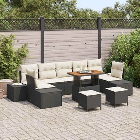 vidaXL Σετ Καναπέ Κήπου 10 pcs Μαύρο, Κρέμα 90 x 55 x 71 cm