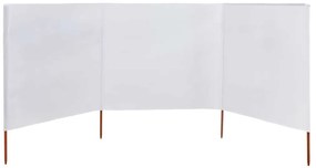 vidaXL Προστατευτικό Αέρα με 3 Πάνελ Λευκό Άμμου 400x80 εκ. Υφασμάτινο