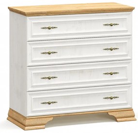 Συρταριέρα Jaden pakoworld 4ων συρταριών golden oak-λευκό antique 93,5x39x88,5εκ