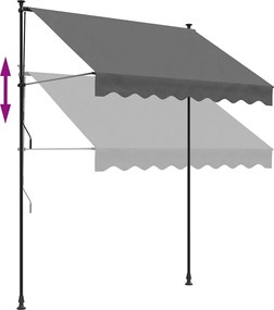 vidaXL Τέντα Συρόμενη Ανθρακί 200 x 150 εκ. από Ύφασμα και Ατσάλι
