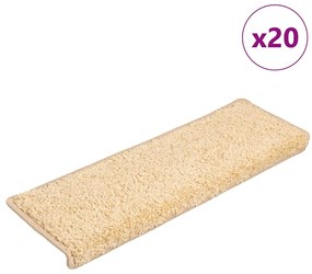 vidaXL Πατάκια Σκαλιών 20 τεμ. Κρεμ Ορθογώνια Άκρη 65x21x4 εκ.