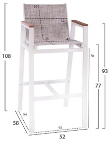 ΣΚΑΜΠΟ ΜΠΑΡ ΑΛΟΥΜΙΝΙΟΥ ΛΕΥΚΟ ΜΕ POLYWOOD 52 x 58 x 108 εκ. HM5790.01