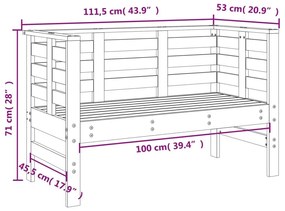 Παγκάκι Κήπου 111,5 x 53 x 71 εκ. από Μασίφ Ξύλο Πεύκου - Καφέ