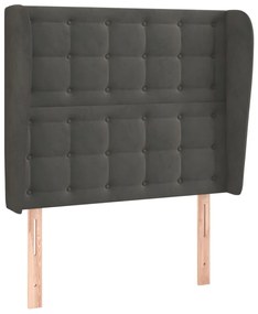 Κεφαλάρι με Πτερύγια Σκούρο Γκρι 103x23x118/128 εκ. Βελούδινο 3118433