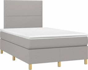 vidaXL Κρεβάτι Boxspring με Στρώμα Ανοιχτό Γκρι 120x190 εκ. Υφασμάτινο