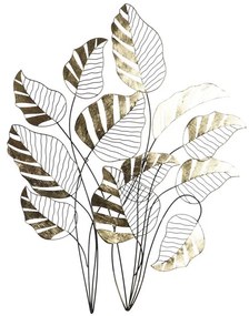 Διακόσμηση τοίχων DKD Home Decor Μαύρο Χρυσό Φύλλο φυτού 77 x 2,5 x 103 cm