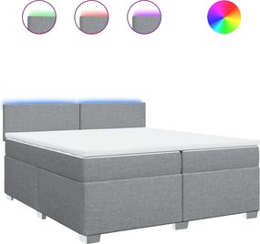 vidaXL Κρεβάτι Boxspring με Στρώμα Ανοιχτό Γκρι 200x200 εκ. Υφασμάτινο