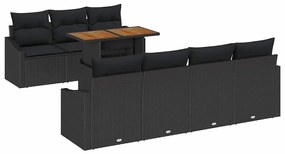 vidaXL Σετ Καναπέ Κήπου με αποθήκευση 8 pcs Μαύρο Πολυ ράταν