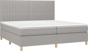 vidaXL Κρεβάτι Boxspring με Στρώμα &amp; LED Αν.Γκρι 200x200εκ. Υφασμάτινο
