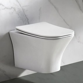 Bianco Ceramica Delia Rimless 49 Λεκάνη Κρεμαστή Λευκή Με Slim Soft Close Κάλυμα 49 εκ.