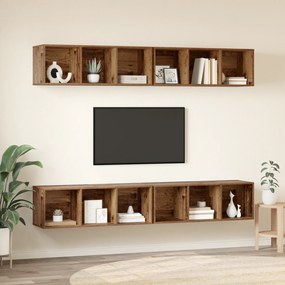 vidaXL Τηλεοπτική Κάβα Τοίχου 4 pcs Παλιό ξύλο 37 x 37 x 107.5 εκ