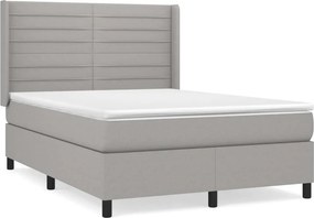 vidaXL Κρεβάτι Boxspring με Στρώμα Ανοιχτό Γκρι 140x190 εκ. Υφασμάτινο