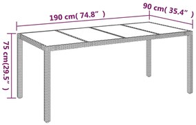 ΤΡΑΠΕΖΙ ΚΗΠΟΥ ΜΕ ΓΥΑΛΙΝΗ ΕΠΙΦΑΝΕΙΑ ΓΚΡΙ 190X90X75 ΕΚ ΡΑΤΑΝ 319904