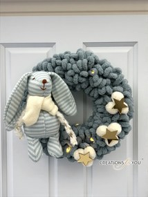 Παιδικό Στεφανάκι με Λαγουδάκι Φωτιζόμενο Σιελ Γκρι– 30 εκ. - 1 όνομα