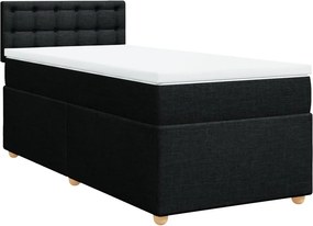 vidaXL Κρεβάτι Boxspring με Στρώμα Μαύρο Single Υφασμάτινα
