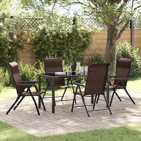 vidaXL Σέτ φαγητού για κήπο Ρυθμιζόμενο ύψος 5 pcs Καφέ Πολυ ράταν