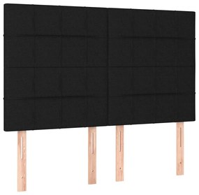 vidaXL Κρεβάτι Boxspring με Στρώμα &amp; LED Μαύρο 140x200 εκ. Υφασμάτινο