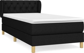 vidaXL Κρεβάτι Boxspring με Στρώμα Μαύρο 80 x 200 εκ. Υφασμάτινο