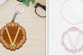 Intra απο ξύλο plywood 3mm-4mm πάχος Alphabet Keychain  Letter V Δίασταση 6x6 cm INTRAFABR-101080647