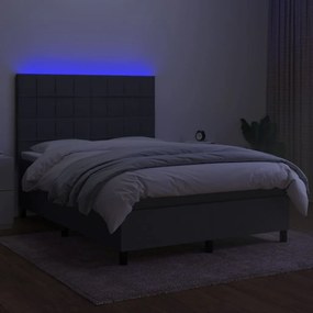 ΚΡΕΒΑΤΙ BOXSPRING ΜΕ ΣΤΡΩΜΑ &amp; LED ΣΚ.ΓΚΡΙ 140X200 ΕΚ ΥΦΑΣΜΑΤΙΝΟ 3134878