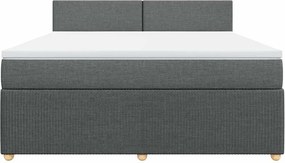 vidaXL Κρεβάτι Boxspring με Στρώμα Σκούρο Γκρι 180x200 εκ Υφασμάτιν