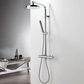 Eurorama Thermo Round Chrome Μπαταρία Ντους 2 Εξόδων με Κολώνα Σταθερού Ύψους 110 εκ. 615066-100
