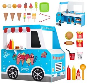 VEVOR Ice Cream Truck Wooden Playset Pretend Play Stand for Kids Aged 3-7