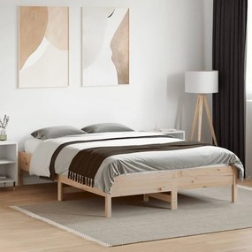 vidaXL Bed Frame Φυσικό 140 x 190 cm Solid Pine Wood
