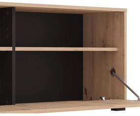 Κέντρο Ψυχαγωγίας - Σύνθεση Chania Artisan Oak - Artisan Oak με Μαύρες Γραμμές - Μαύρο 196x33x140 εκ.